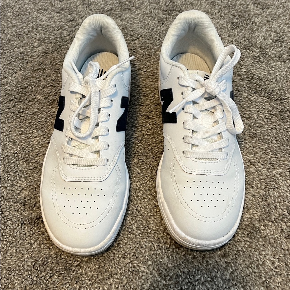 New Balance White Sneakers with Navy Accents